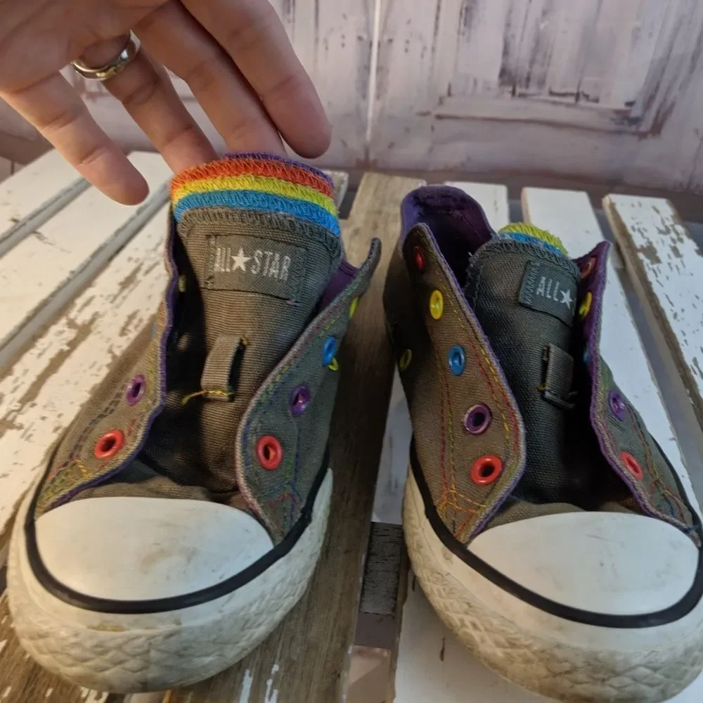 converse hitops kids youth shoes rainbow girls ska - Picture 6 of 8